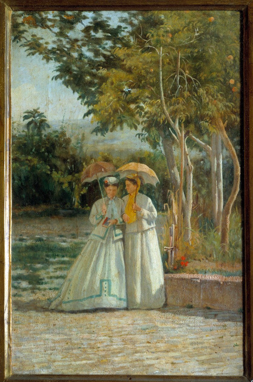 Bahçede Yürüyüş Resmi Silvestro Lega (18126-1895) 19. yüzyıl Floransa, Modern Sanat Müzesi by Silvestro Lega