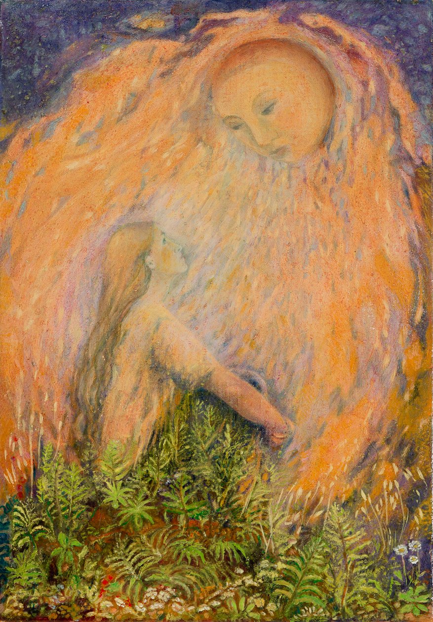 Özlem, 2015 (jessolu ahşap panel üzerine yağlı boya) by Silvia Pastore