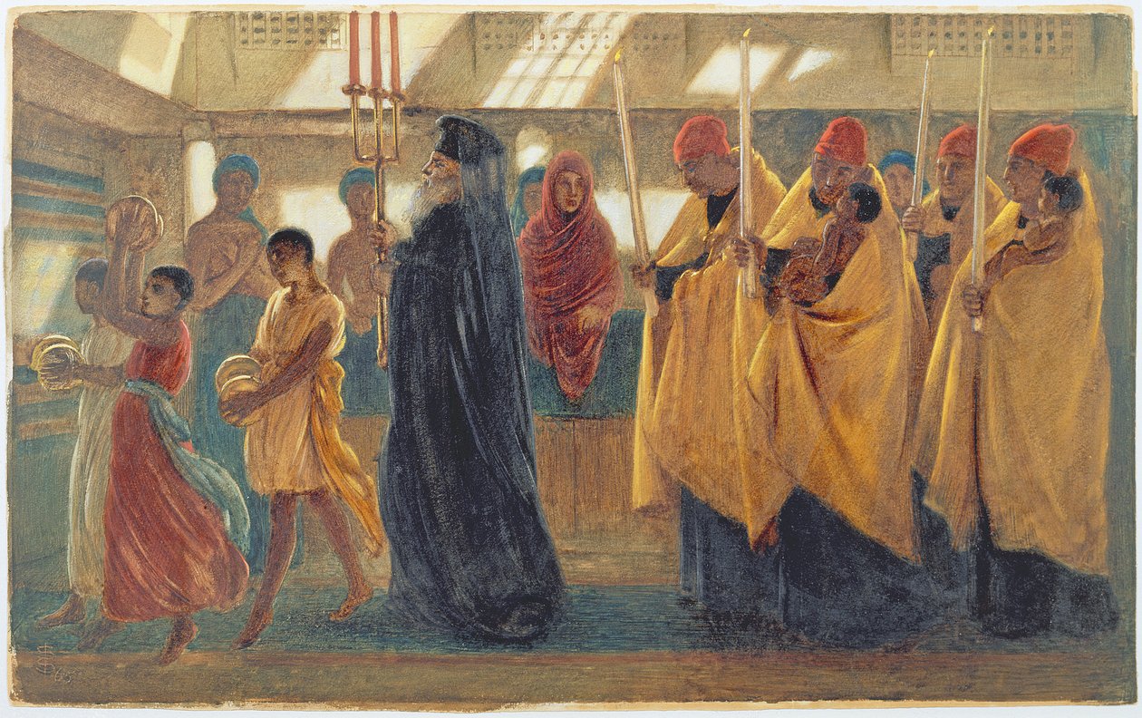 Kıpti Vaftiz Alayı, 1865 (wc, guaş ve arap zamkı) by Simeon Solomon
