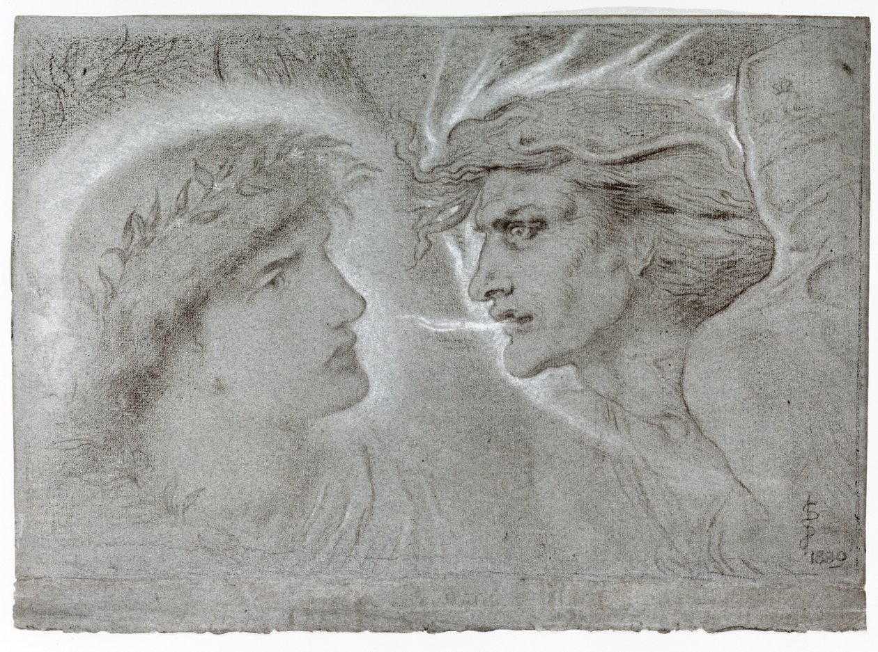 İyi ve Kötü, 1889 (kağıt üzerinde renkli tebeşirler) by Simeon Solomon