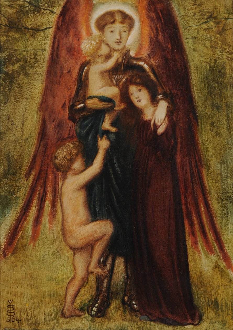 St Michael of Good Children, 1864 (kağıt üzerinde wc) by Simeon Solomon
