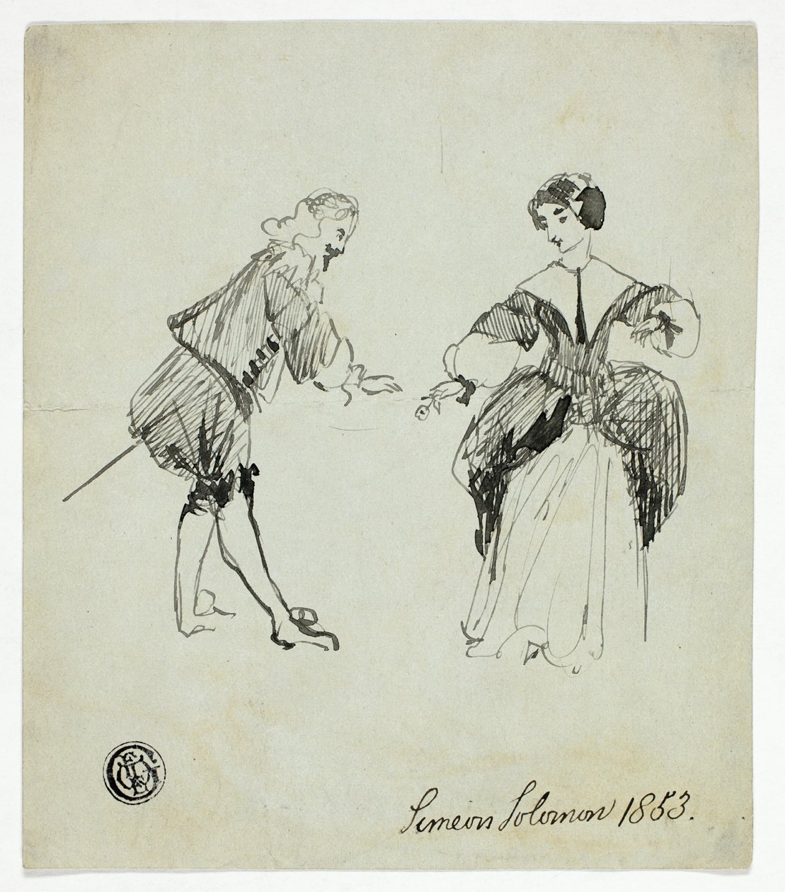 şövalye ve bayan by Simeon Solomon