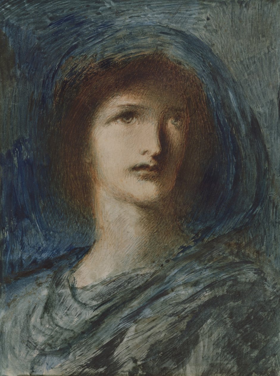 Genç Kızın Başı (kağıt üzerine klozet, kalem ve mürekkep) by Simeon Solomon