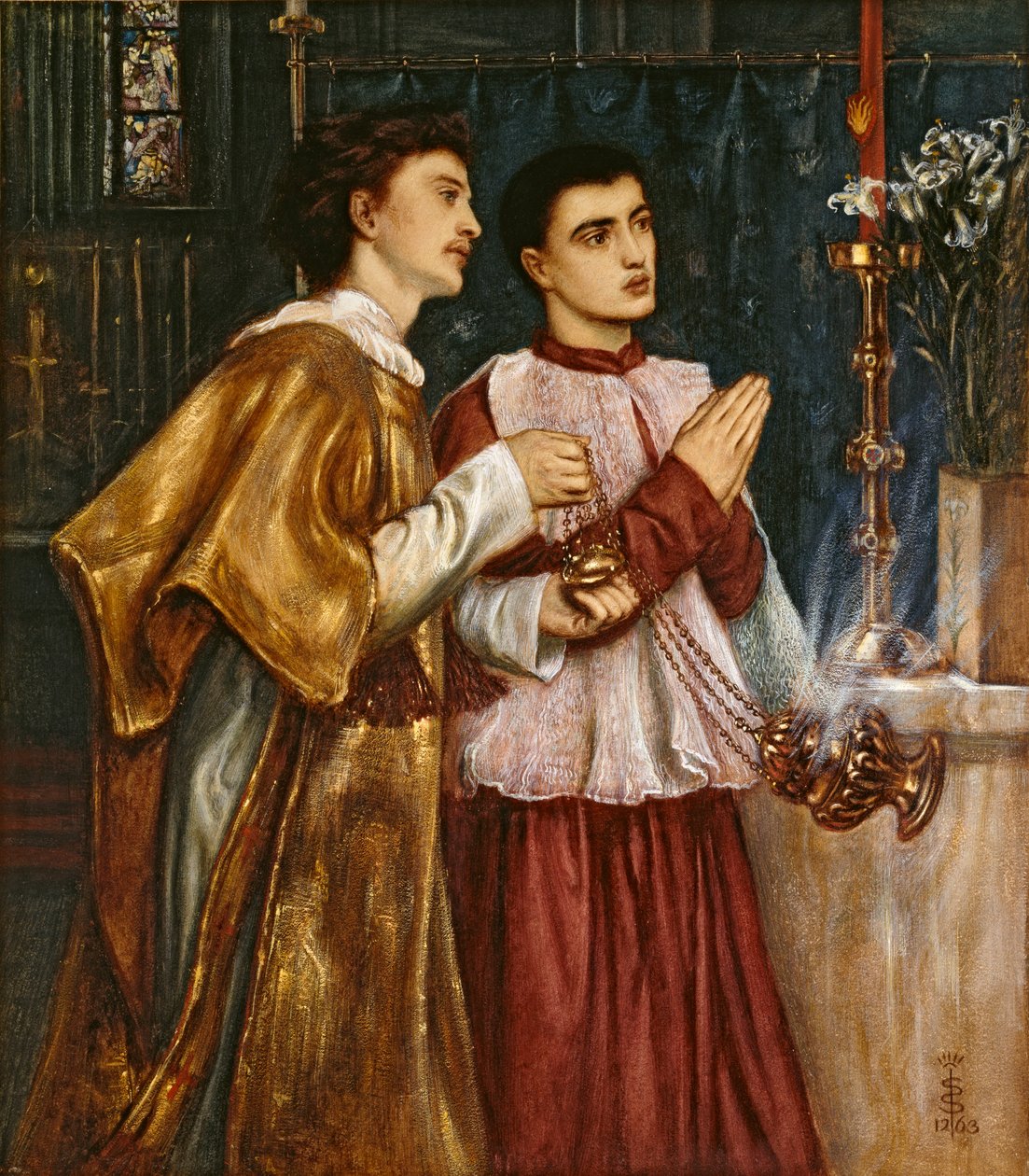 İki Yardımcı Sansür: Pentekost, 1863 by Simeon Solomon
