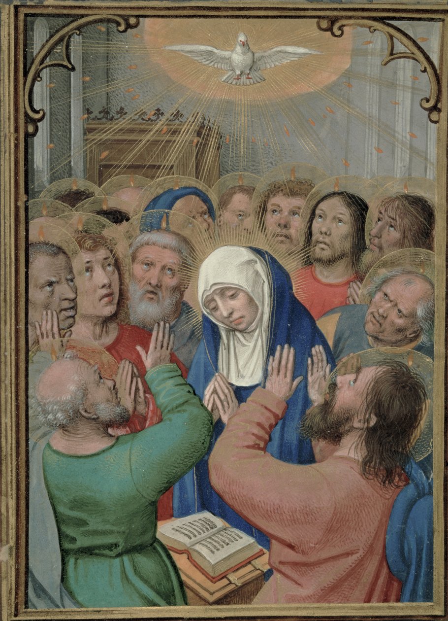 1.99 fol.42v Pentekost, c.1530 by Simon Bening