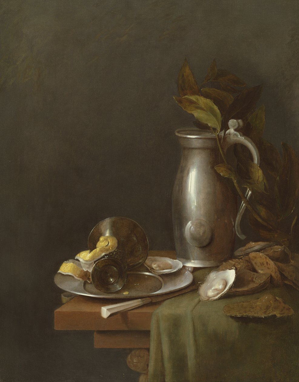 Kalaylı bir sürahi ve tabak, 17. yüzyıl by Simon Luttichuys
