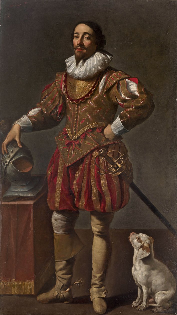 Köpeğiyle bir beyefendinin portresi by Simon Vouet