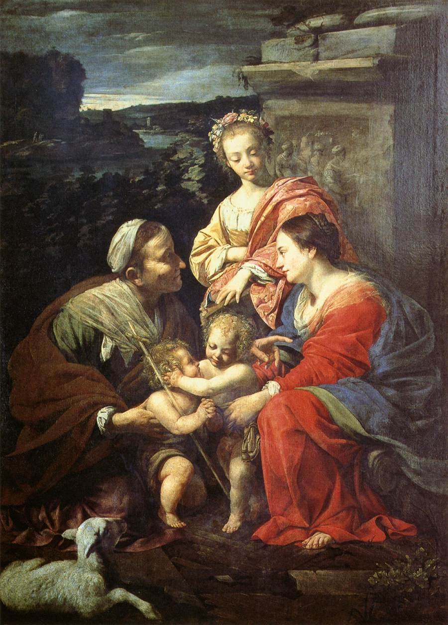 Aziz Elizabeth, Vaftizci Yahya ve Catherine ile Kutsal Aile by Simon Vouet