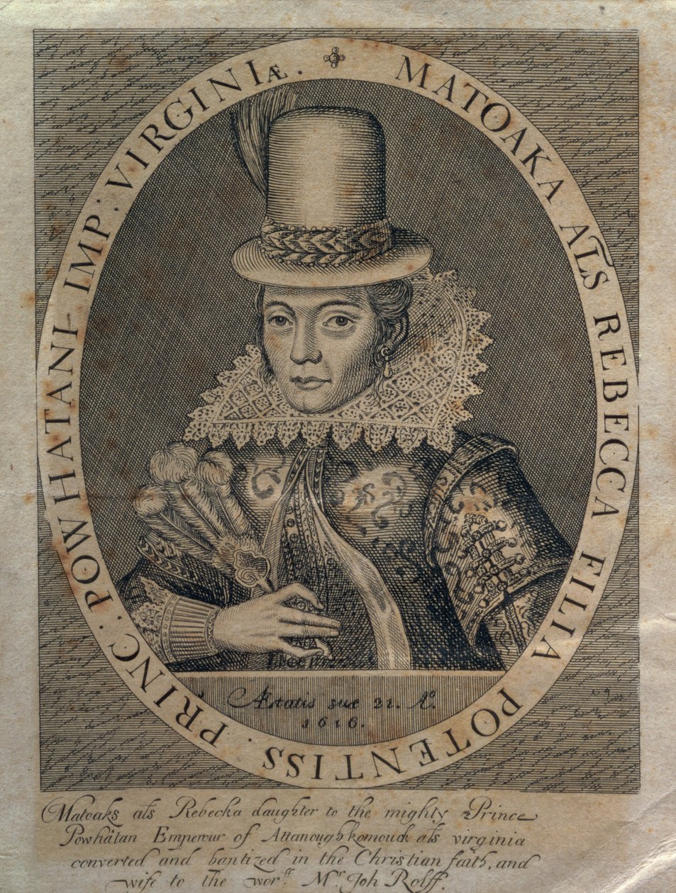 Pocahontas (1595-1617) 1616 by Simon de Passe
