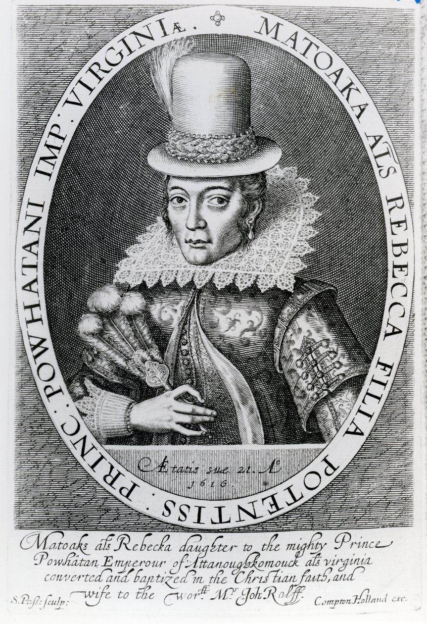 Pocahontas, 1616 by Simon de Passe