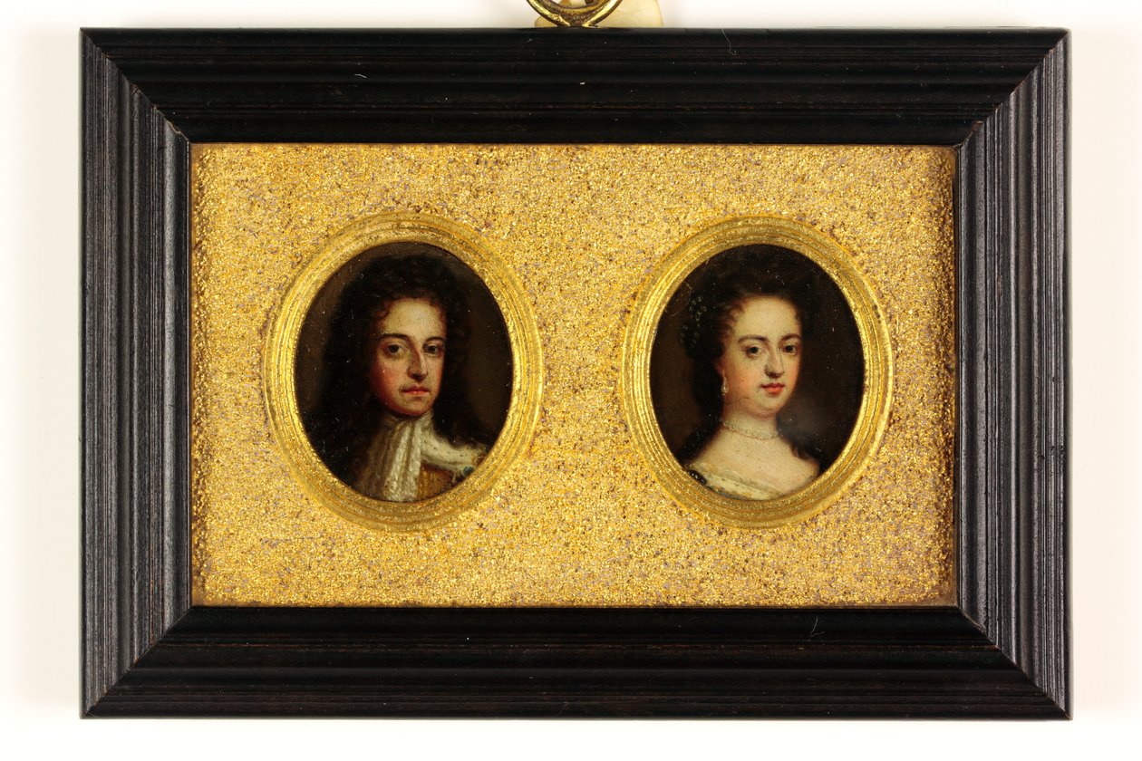 Kral William III ve Kraliçe Mary II (parşömen üzerine suluboya) (ayrıca bkz. 3076025 ve 3076026) by Simon (attr.to) Du Bois