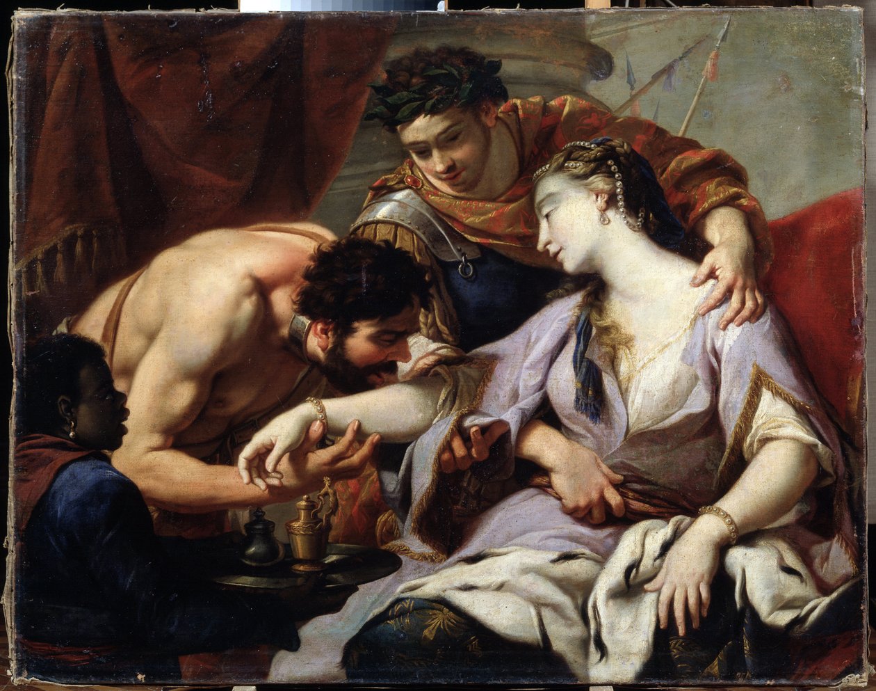 Kraliçe ve Köle. Simon Vouet (1590-1649) okulundan bir resim. Tuval üzerine yağlıboya by Simon (circle of) Vouet
