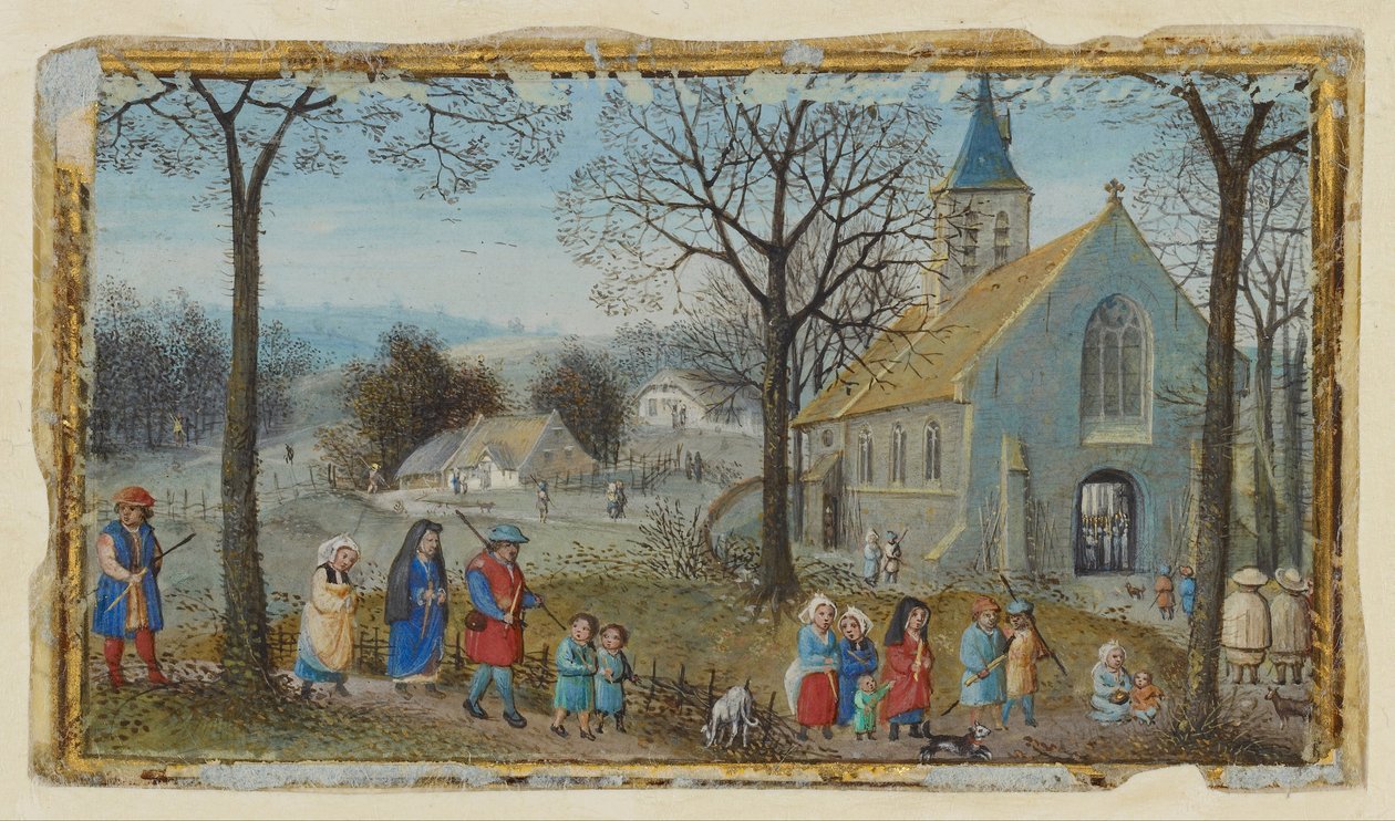 Köylüler Kilise Yolunda by Simon Bening