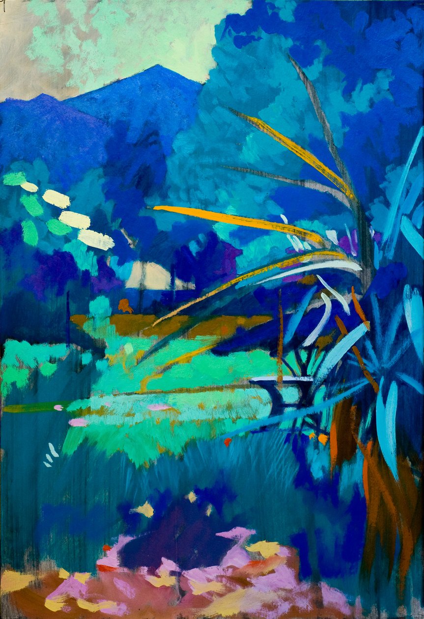 Mavinin Altında, 2012 (panel üzerine yağlıboya) by Simon Fletcher