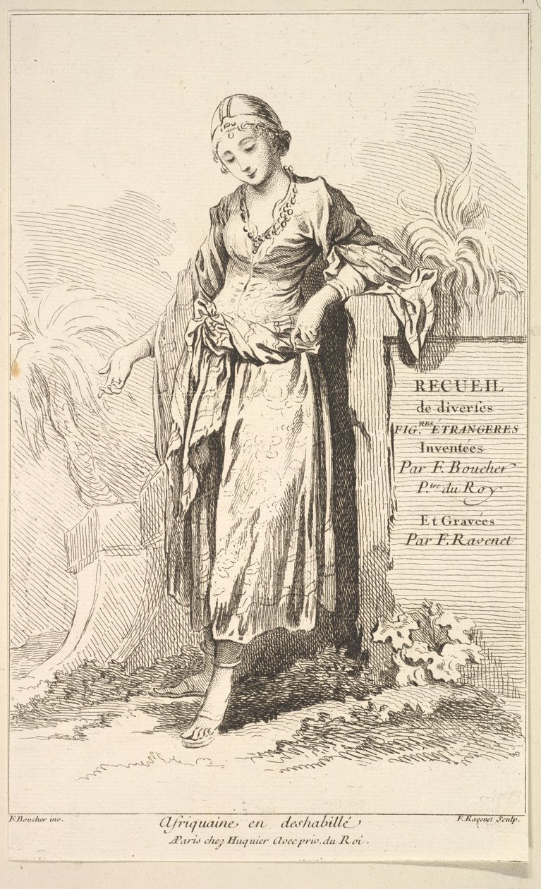 Sabahlıklı Afrikalı kadın, çeşitli yabancı figürlerin koleksiyonundan icat edildi..., 18. yüzyıl. by Simon Francois Ravenet