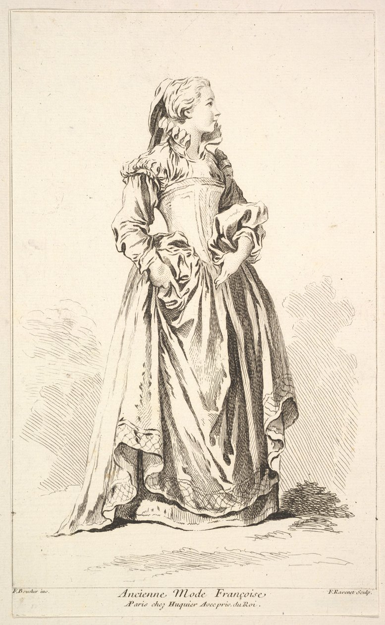Eski Moda Françoise, çeşitli yabancı figürlerin koleksiyonundan icat edildi..., 18. yüzyıl. by Simon Francois Ravenet