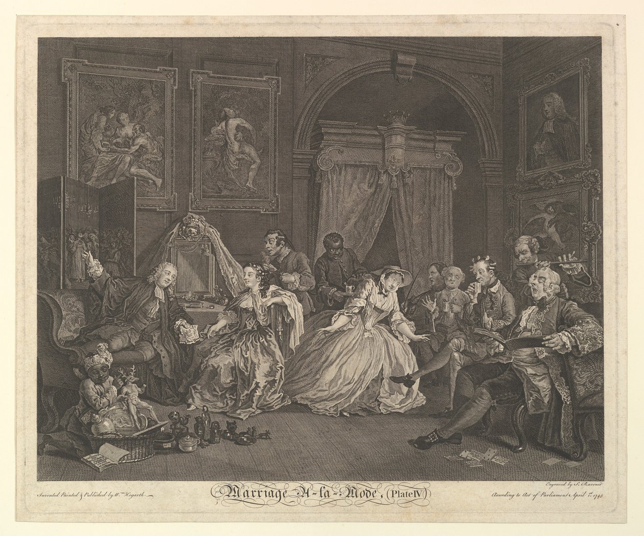 Evlilik A-la-Modu, Levha IV, 1 Nisan 1745. by Simon Francois Ravenet