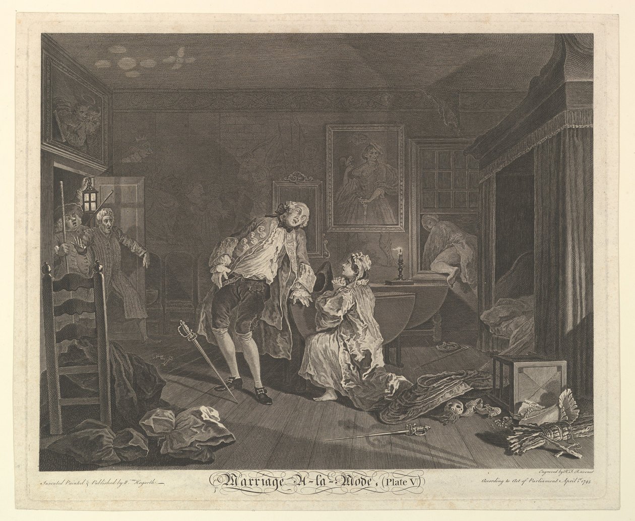 Evlilik A-la-Modu, Levha V, Nisan 1745. by Simon Francois Ravenet