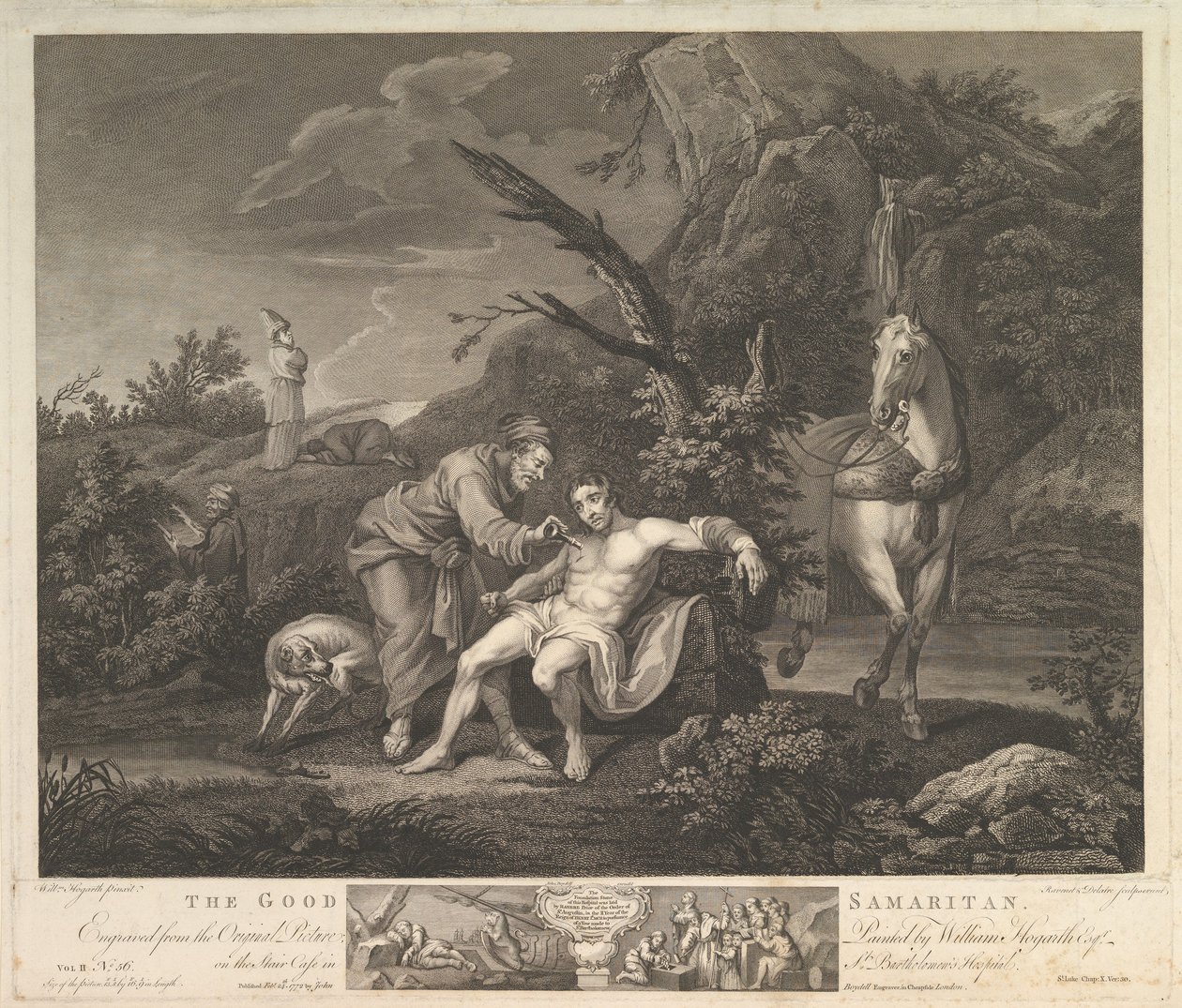 The Good Samaritan St. Luke, Bölüm. 10, ayet 30, 24 Şubat 1772. by Simon Francois Ravenet
