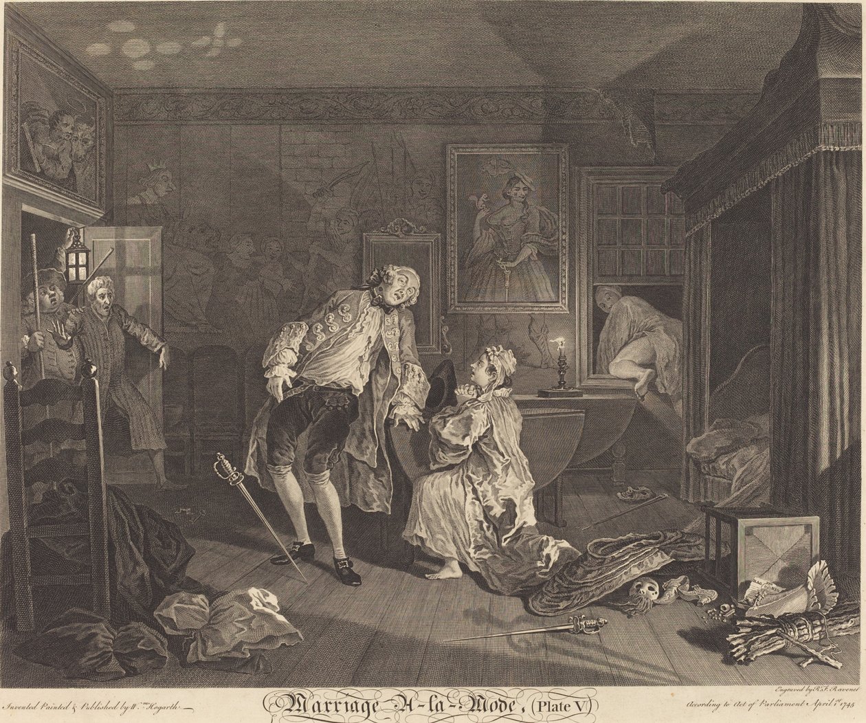 Bir Modda Evlilik: pl.5 by Simon Francois Ravenet I after William Hogarth