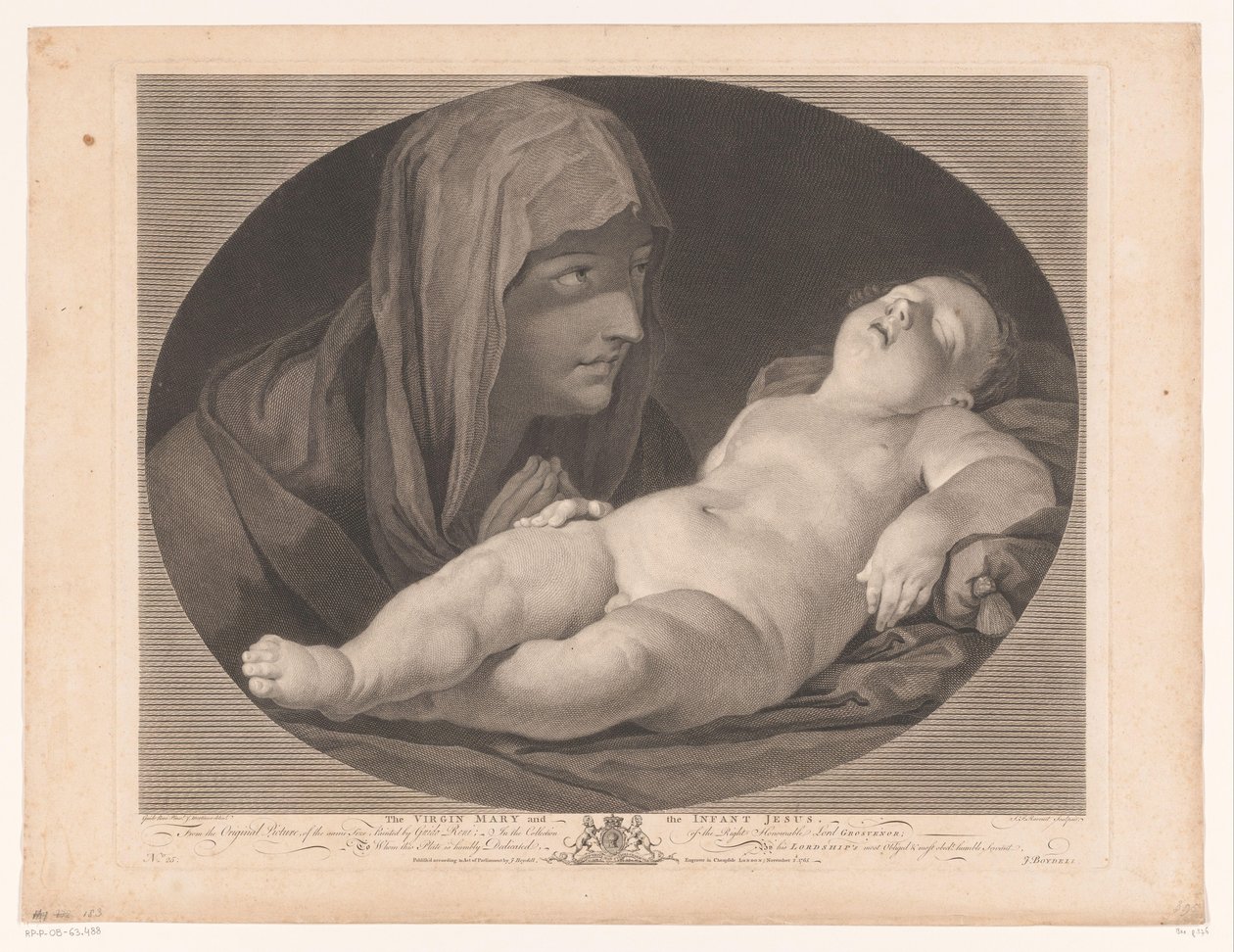 Meryem ile uyuyan İsa Bakire Meryem ve bebek İsa (nesne üzerindeki başlık) by Simon François Ravenet (le vieux)