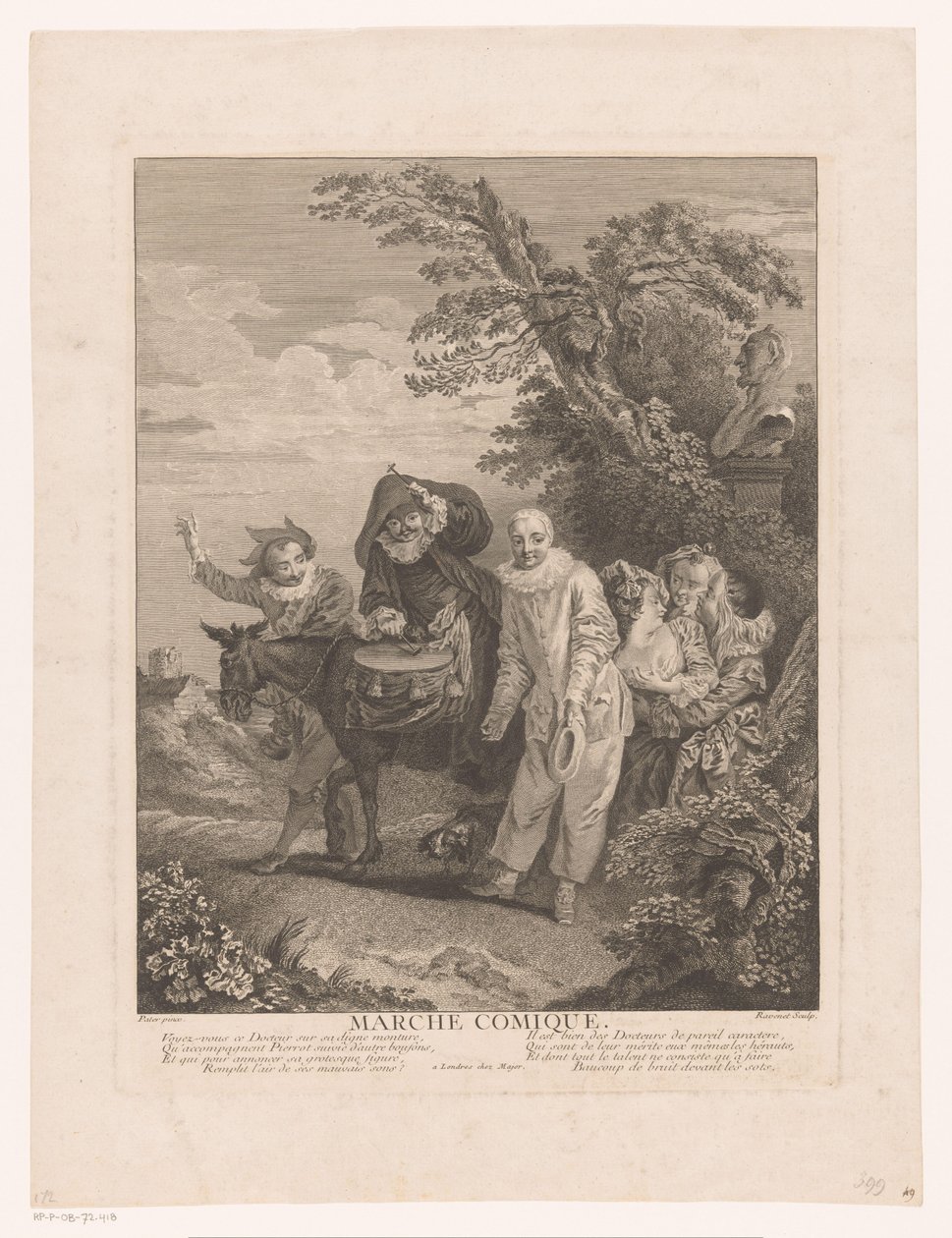 Tiyatro karakterlerinin alayı Marche Comique (nesnedeki başlık) by Simon François Ravenet (le vieux)