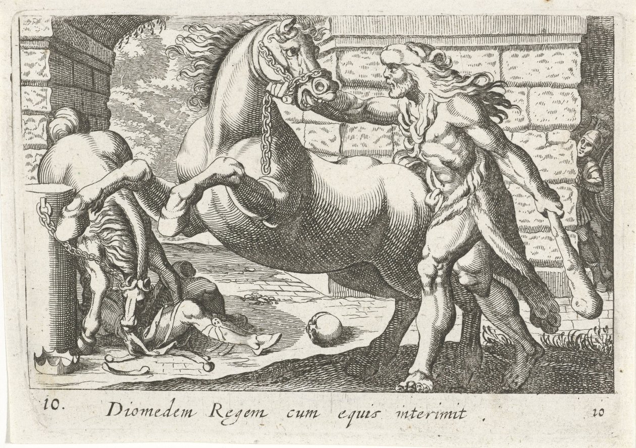Herkül temt de paarden van Diomedes Atlı Kral Diomedes (nesne üzerindeki başlık) Herkül