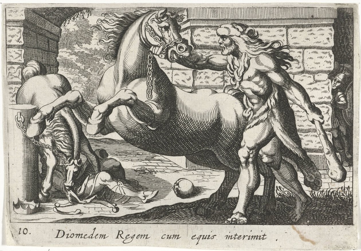 Herkül temt de paarden van Diomedes Atlı Kral Diomedes (nesne üzerindeki başlık) Herkül