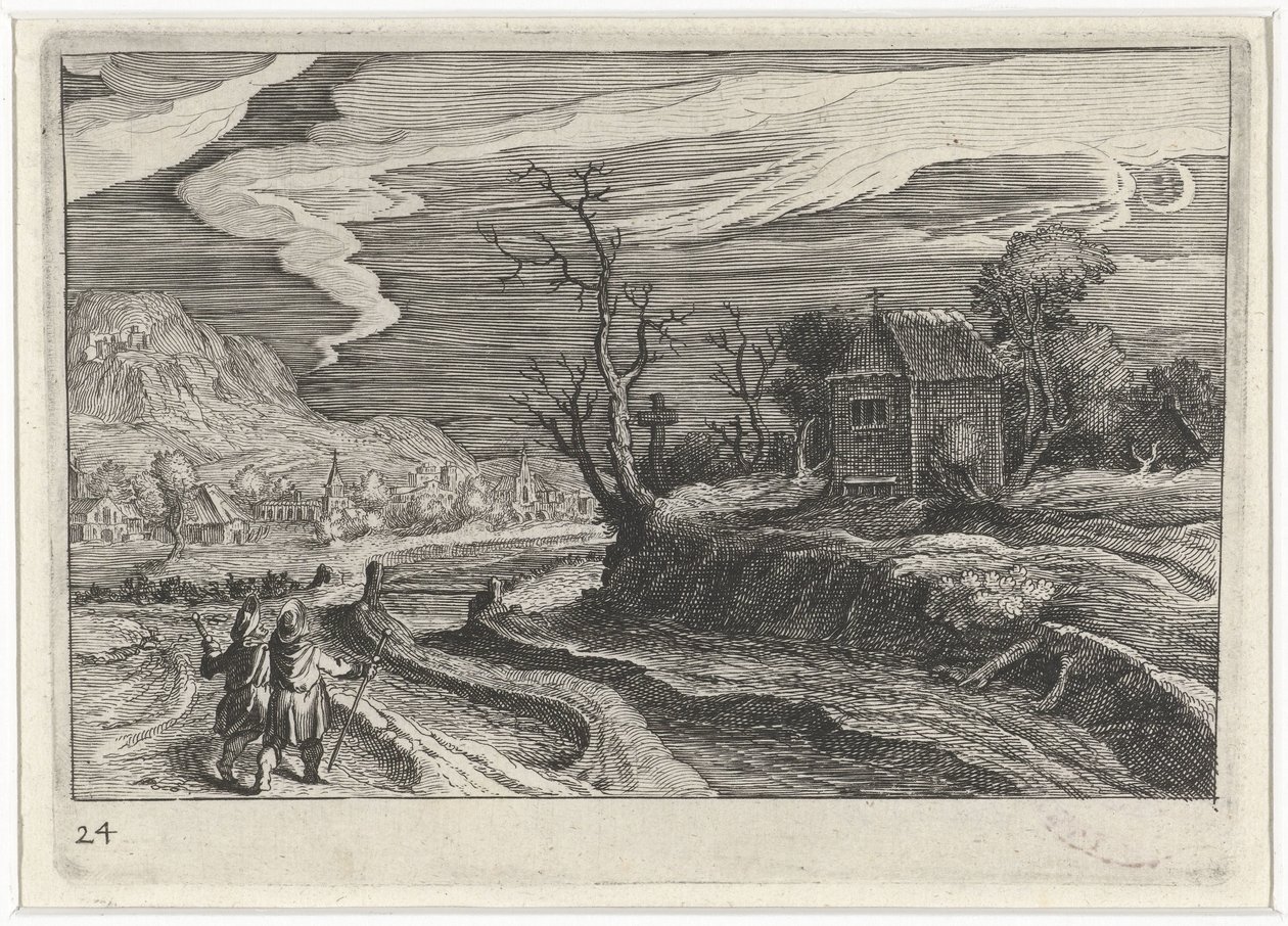 Gece manzara Güney Avrupa manzaraları (dizi başlığı) Topographia variarum Regionum (dizi başlığı) by Simon Frisius