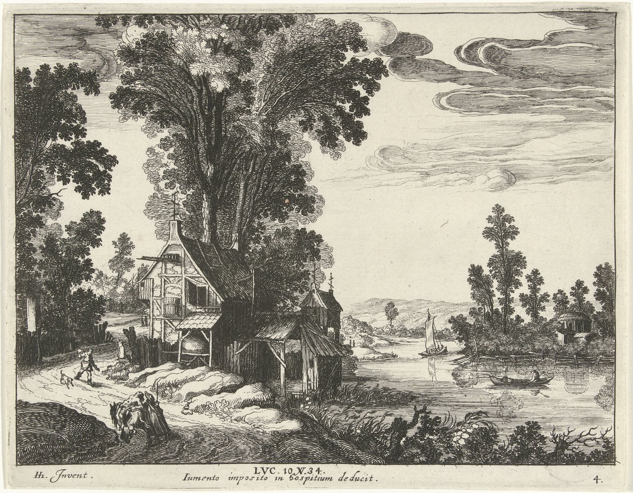 Samaritan yaralı bir adamı bir hana götürür İyi Samiriyeli benzetmesi (dizi başlığı) by Simon Frisius