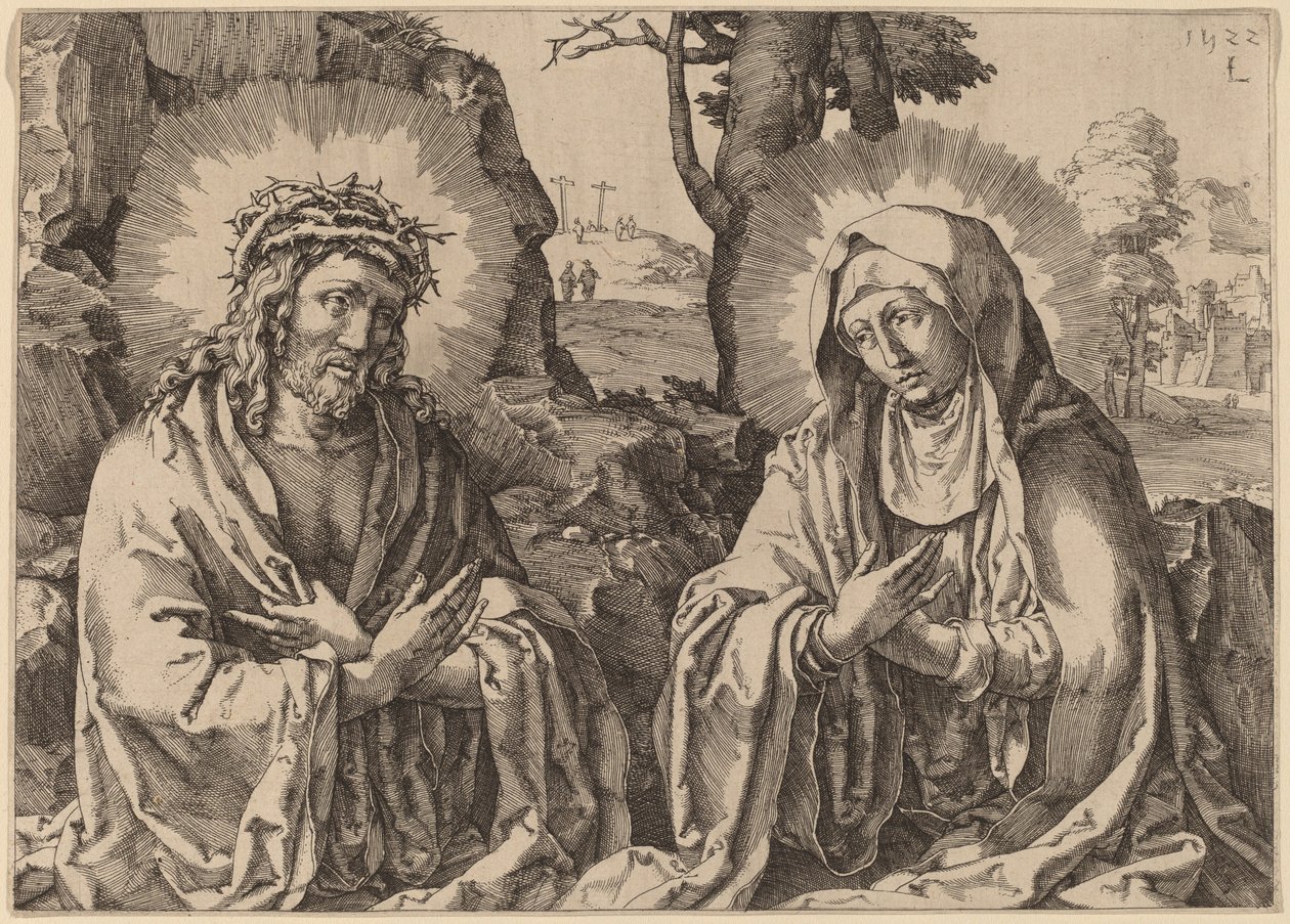 Kurtarıcı ve Bakire by Simon Frisius after Lucas van Leyden