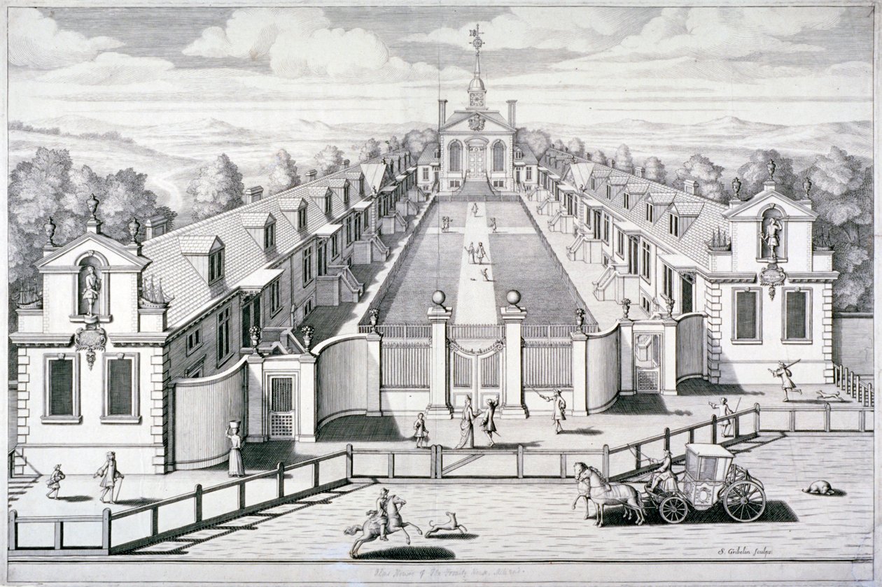 Trinity Almshouses, Mile End Yolu, Stepney, Londra, 1696. by Simon Gribelin