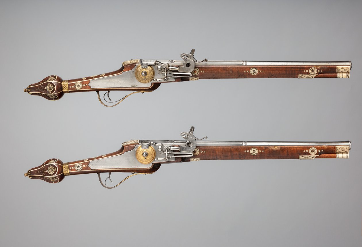 Saksonya Prensi-Seçmeninin Koruması için Yapılan Wheellock Tabanca Çifti, Almanca, c1610 by Simon Helbig