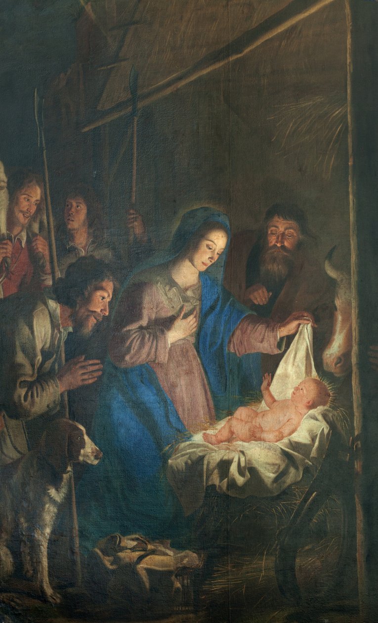 Parish kilisesi (Yükseliş Kilisesi Our Lady of). İç mekan. tablo. Noel sahnesi. Simon DePaepe. Menşei manastır Ename (?). by Simon II de Pape