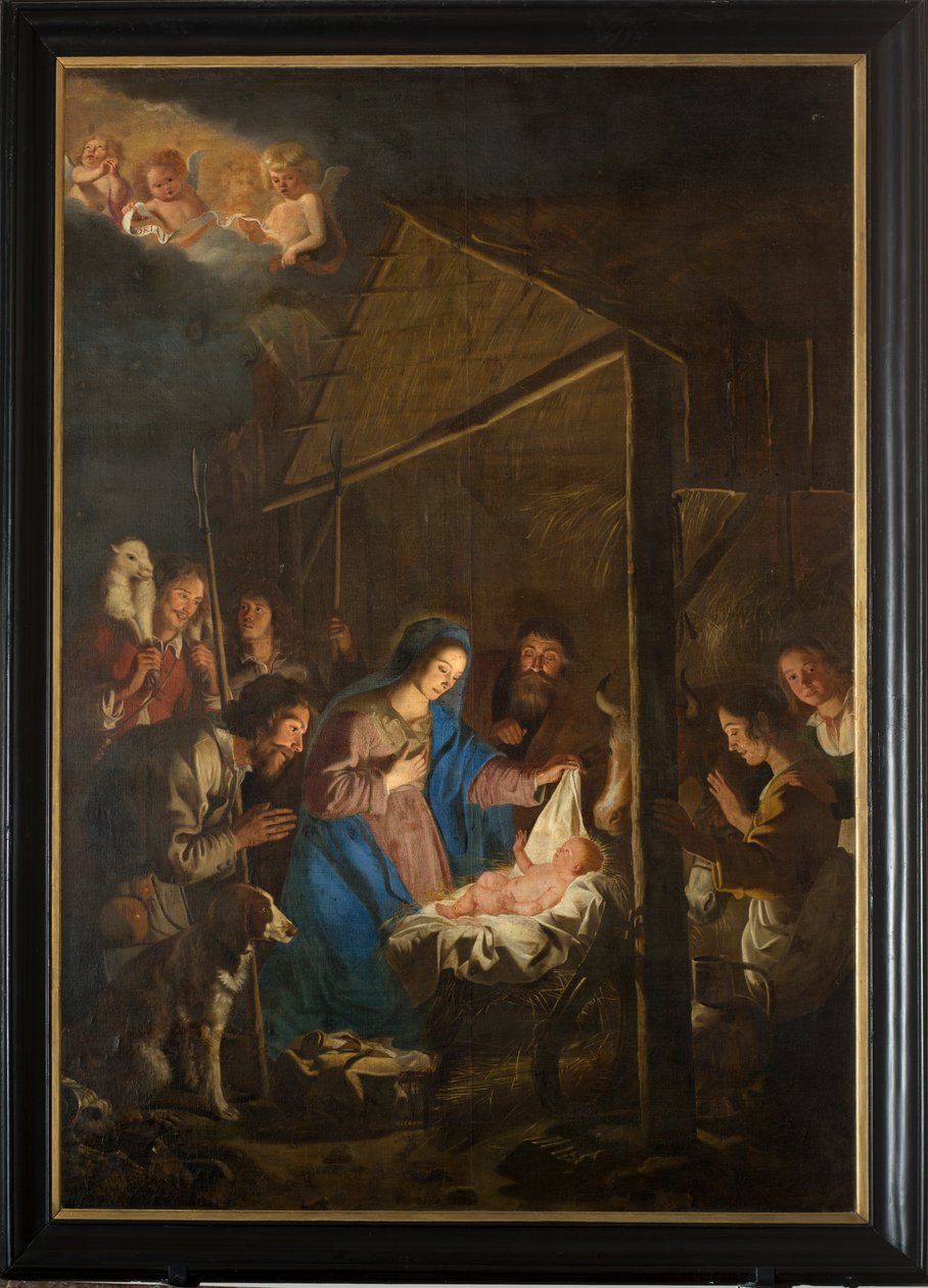 Parish kilisesi (Yükseliş Kilisesi Our Lady of). İç mekan. tablo. Noel sahnesi. Simon DePaepe. Menşei manastır Ename (?). by Simon II de Pape