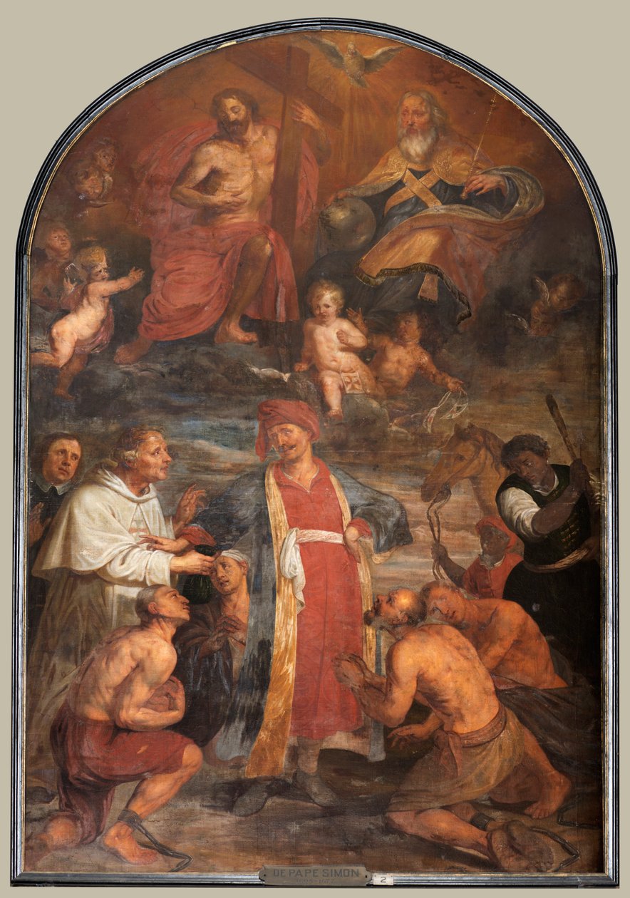 Bölge kilisesi (Sint-Walburgakerk). Boyama, triptik. Simon De Pape (?). Hıristiyan kölelerin Türklere kurtuluşu. by Simon II de Pape
