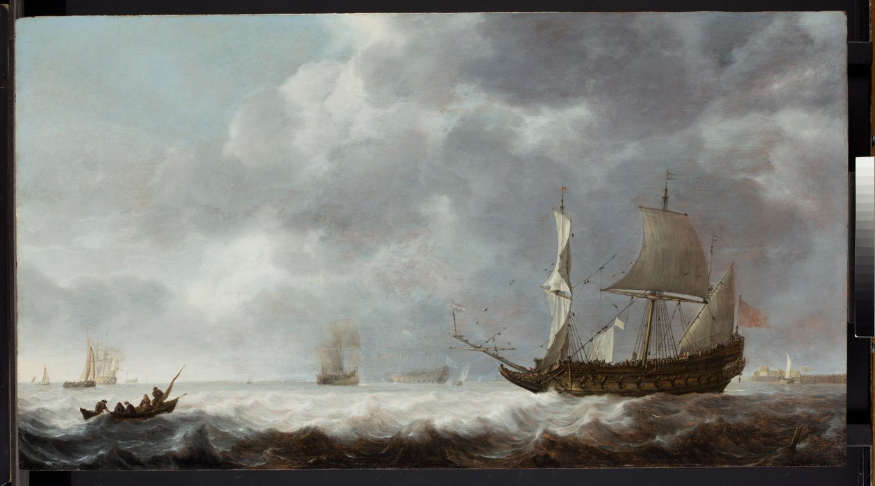 Deniz parçası, Hollanda limanı yakınında bir esinti, 1640 dolayları by Simon Jacobsz. Vlieger