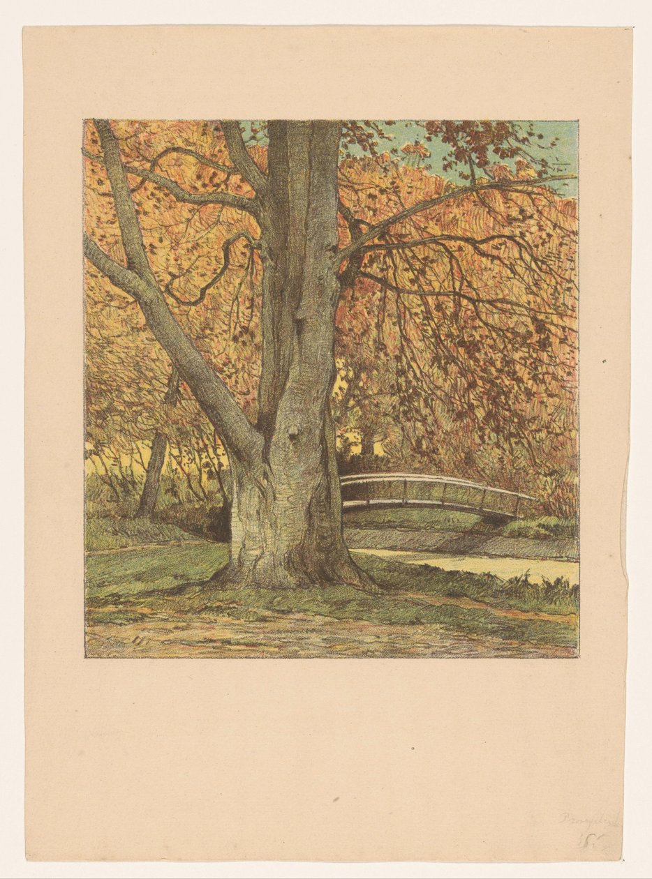 Sonbaharda bir dere kenarında ağaç by Simon Moulijn (attributed to)