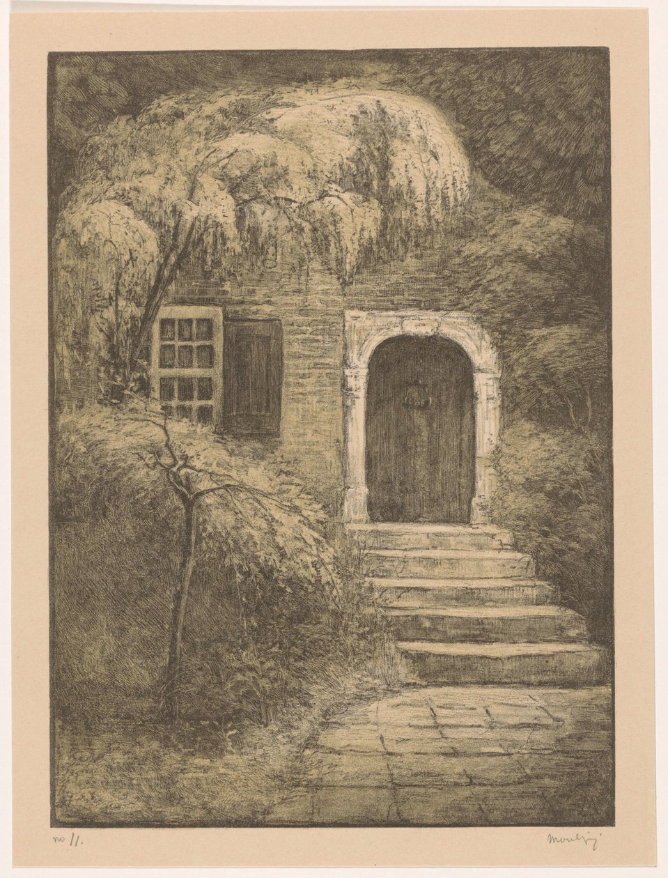 Taş merdivenli kapı Arka Kapı (orijinal başlık) by Simon Moulijn (signed by artist)