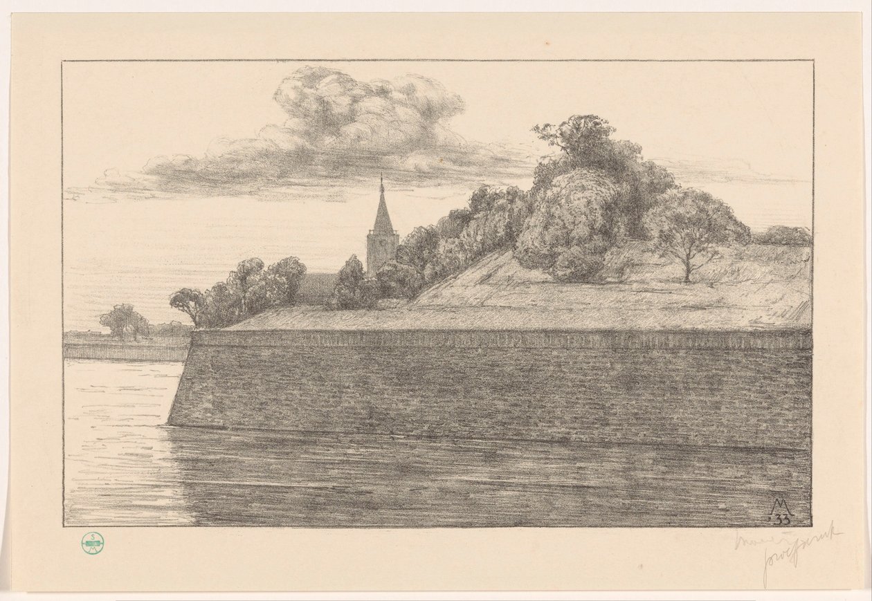 Promers kalesinin görünümü (orijinal başlık) Naarden surları (orijinal seri başlığı) by Simon Moulijn (signed by artist)