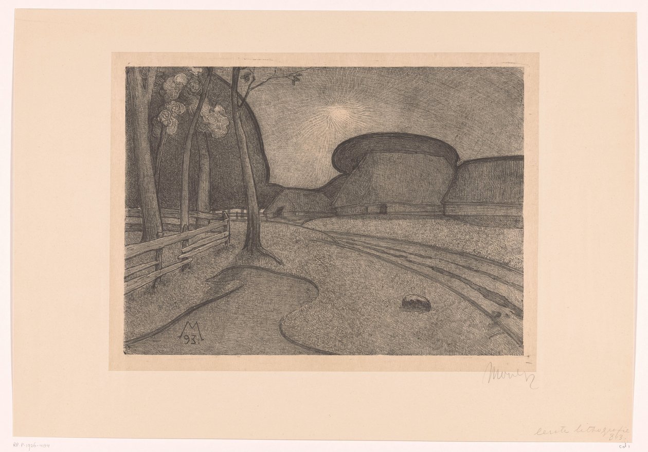 Çiftlik Akşamı ile manzara (orijinal başlık) by Simon Moulijn (signed by artist)