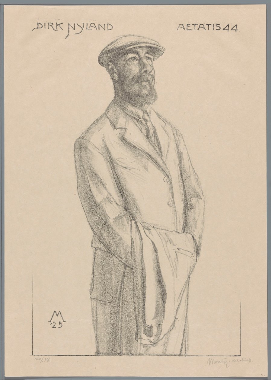 Dirk Hidde Nijland'ın kolunda ceketli portresi by Simon Moulijn (signed by artist)