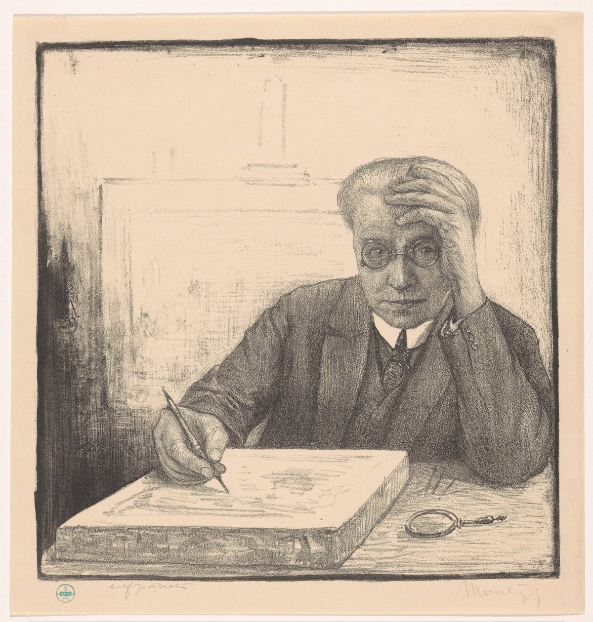 Lito taşlı otoportre by Simon Moulijn (signed by artist)
