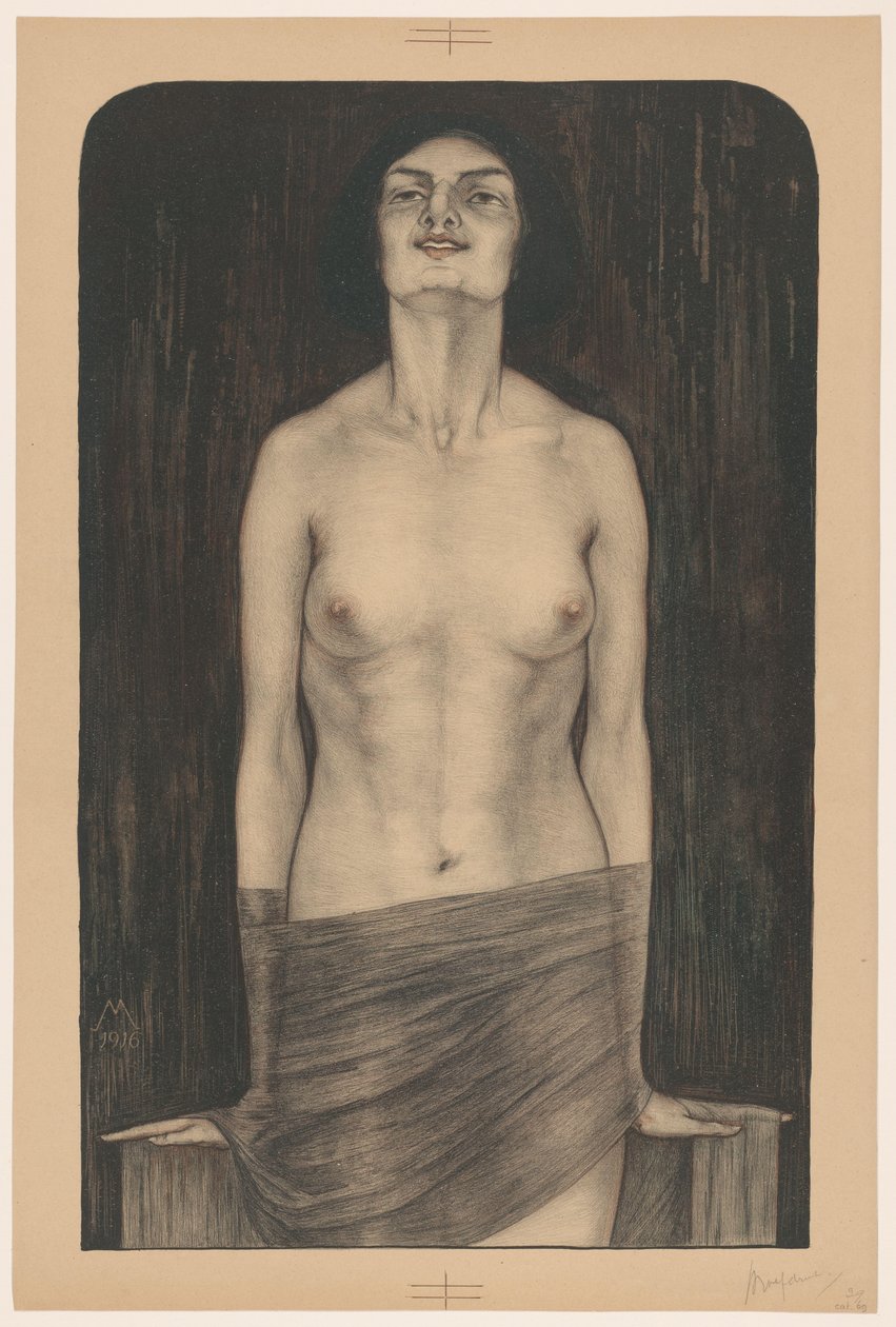 Çıplak üst vücut ile duran kadın Vampir (Salomé) (orijinal başlık) by Simon Moulijn