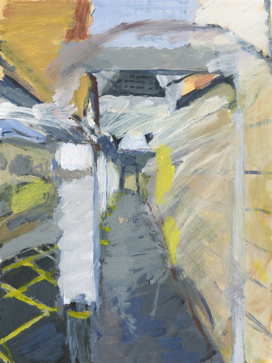 Otopark yürüyüş yolu, 2024 (kağıt üzerine akrilik) by Simon Neville