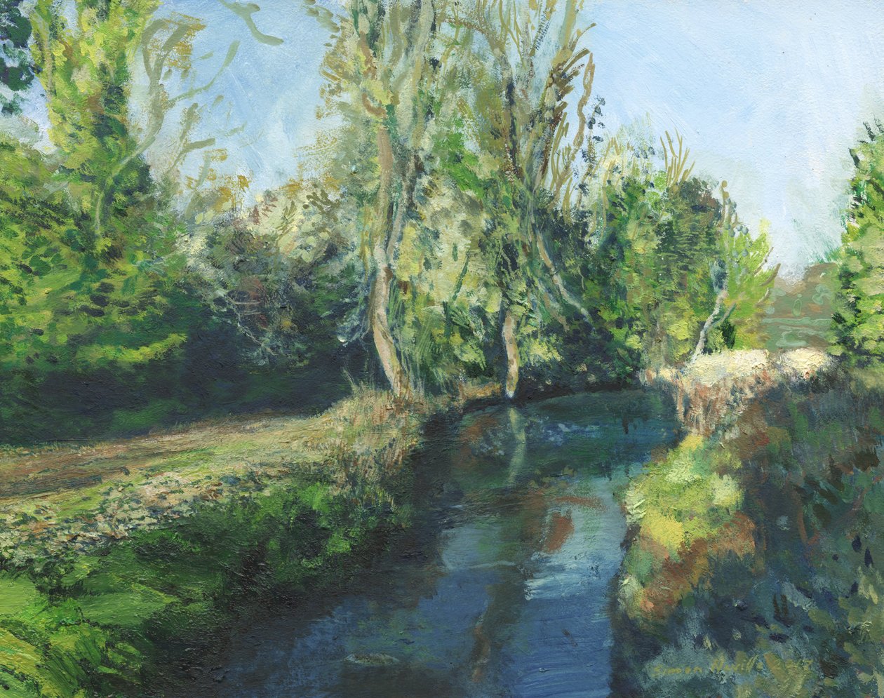 Latchmere Deresi, Ham Common (panel üzerine yağlıboya) by Simon Neville