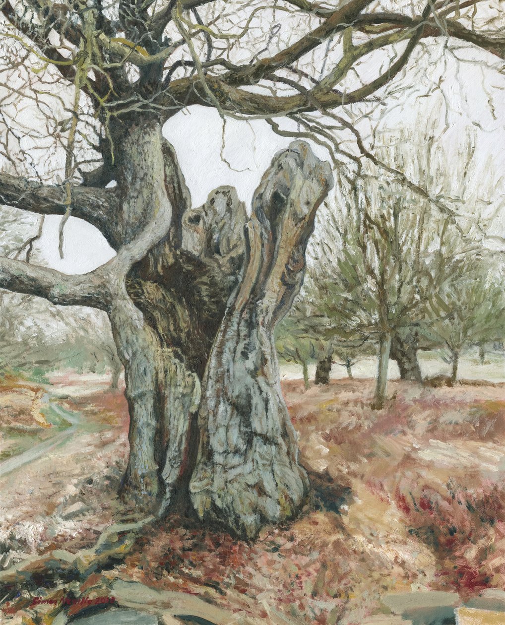Yaşlı ağaç, Richmond Parkı, 2018 (keten üzerine yağlıboya) by Simon Neville