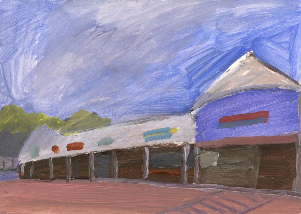 Strip Mall 4, 2023 (kağıt üzerine akrilik) by Simon Neville
