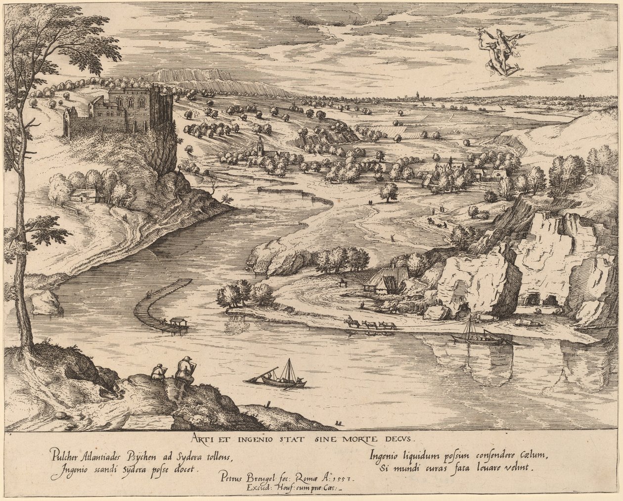 Merkür ve Ruh ile Nehir Manzarası by Simon Novellanus after Pieter Bruegel the Elder