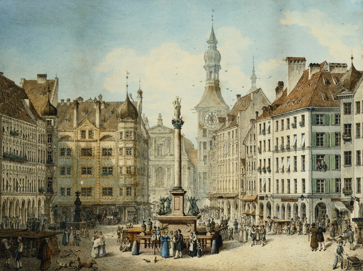Schrannenplatz, Münih, 1835 by Simon Quaglio